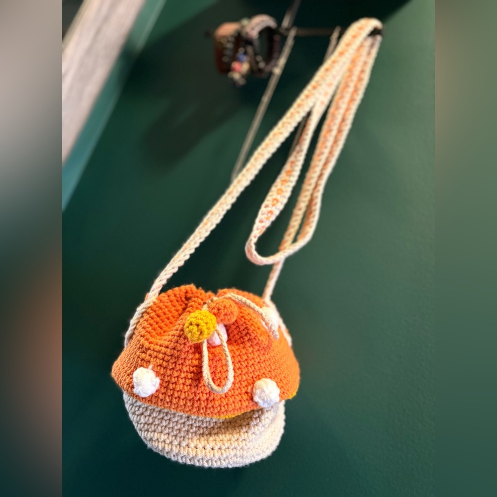 Crochet Mushroom Mini Bag